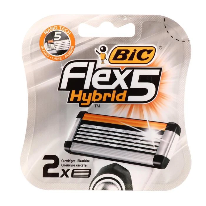 Сменные кассеты BIC 5 FLEX HYBRID лезвий 2 шт. 5697913 | Красота и здоровье
