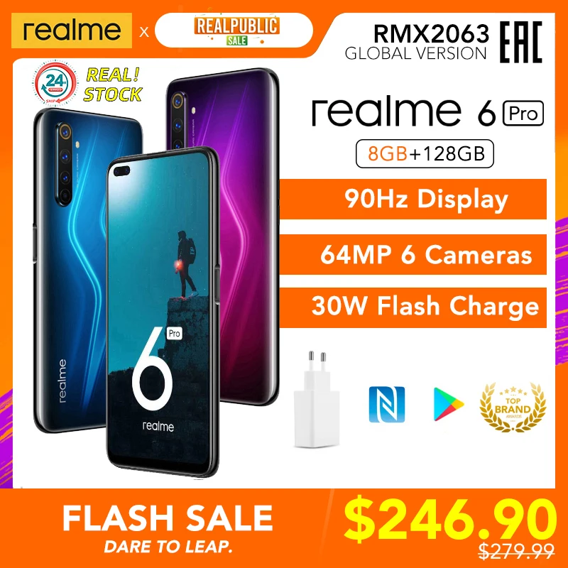 Смартфон realme 6 Pro 8 + 128 ГБ Snapdragon 720G 30 Вт 64 мп|Смартфоны| |