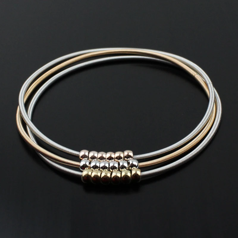 Fashion Jewelry Steel Wire Diameter 1.7mm Spring Screw Head, Which Can Open And Tighten Telescopic Beaded Color Spring Bracelet