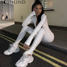 AOSSILIND Sexy Front Zipper Womens Jumpsuit Autumn Sporty Long Sleeve Skinny Jumpsuits AOSSILIND Sexy Front Zipper Womens Jumpsuit Autumn Sporty Long Sleeve Skinny Jumpsuits