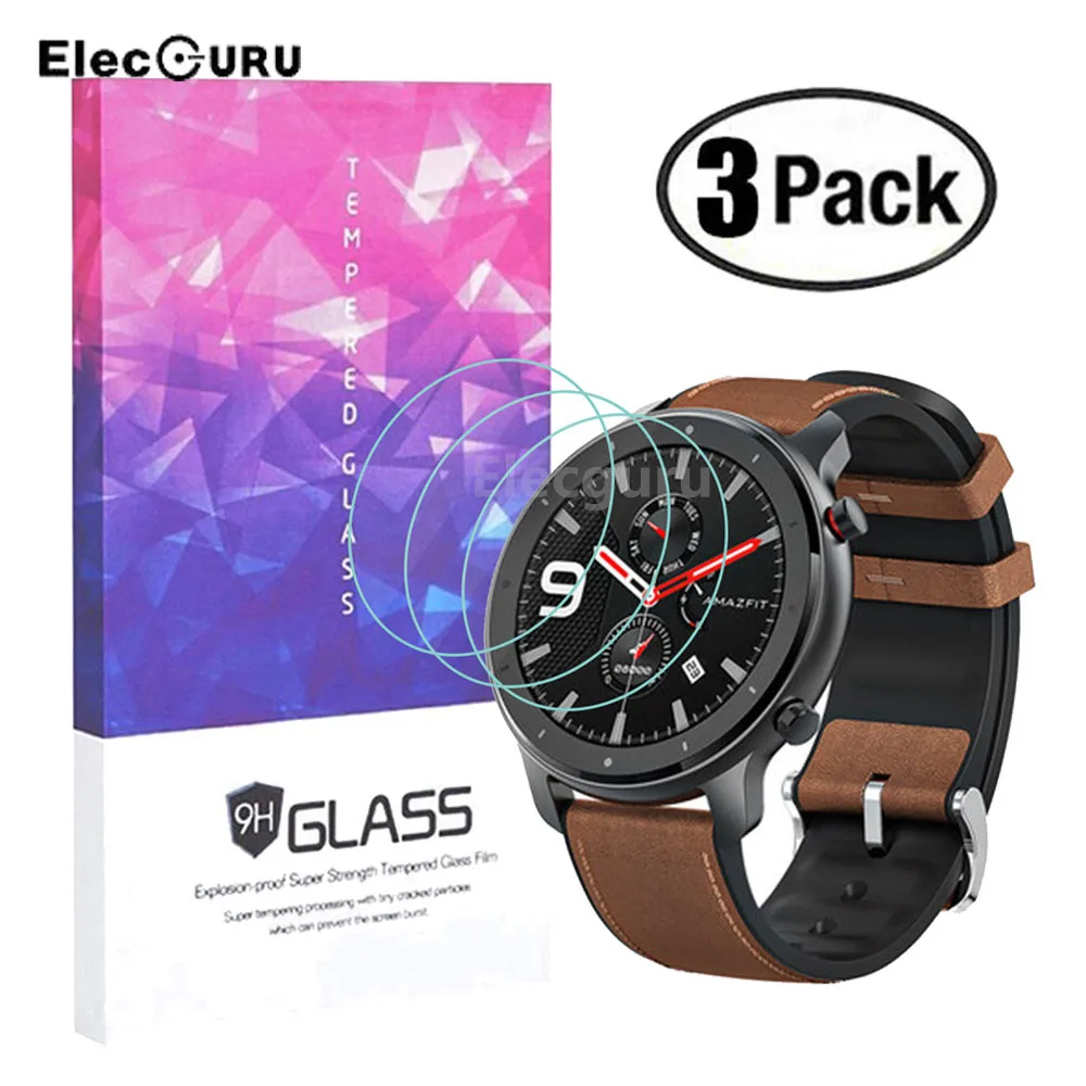 

3 Pack Screen Protector for Amazfit GTR(47mm version) Smartwatch 9H 2.5D Tempered Glass Scratch Proof Explosion-proof Protective