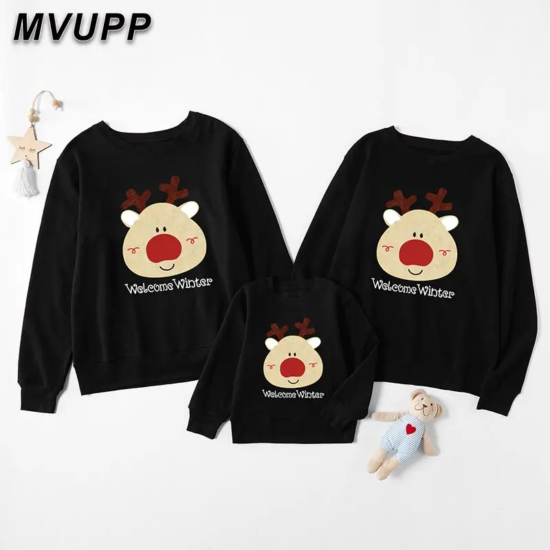 MVUPP/зимняя одежда; подходящая футболка для всей семьи; Рождественская одежда для мамы, папы, дочери и сына; Милая модная одежда для семьи