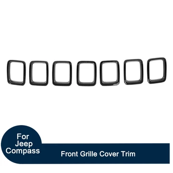 

for 2017 Jeep Compass Car Exterior Front Grill Inserts Carbon Fiber Vent Cover Decorative Stickers Parts Mouldings Accessories
