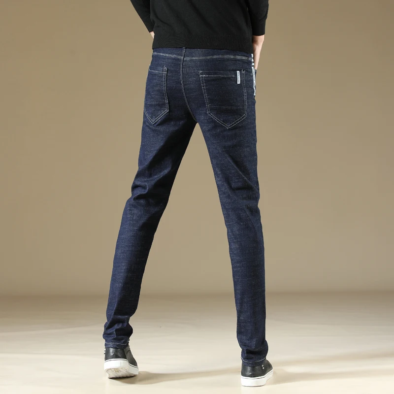 Для мужчин для бизнес на каждый день Slim fit эластичные джинсы с модным принтом мужской эластичная кулиска на талии хлопковые обтягивающие джинсы