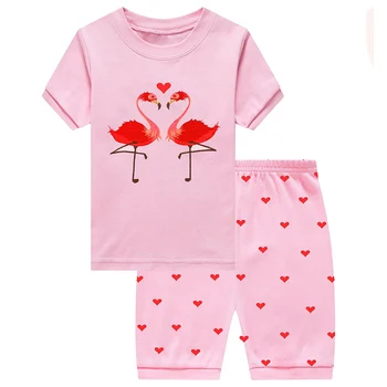 

6 Pcs Wholesale 2020 New Kids Pajamas Sets Girls Short Sleeve Round Neck Sleepwear Toddler Cartoon Cotton Pyjamas Clothing 2-7 Y