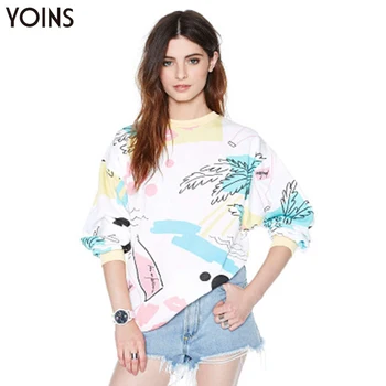

YONIS 2020 Spring Autumn Winter Women Sweatshirts Random Print Round Neck Long Sleeves Multi-Color Regular Cute Women Hoodies