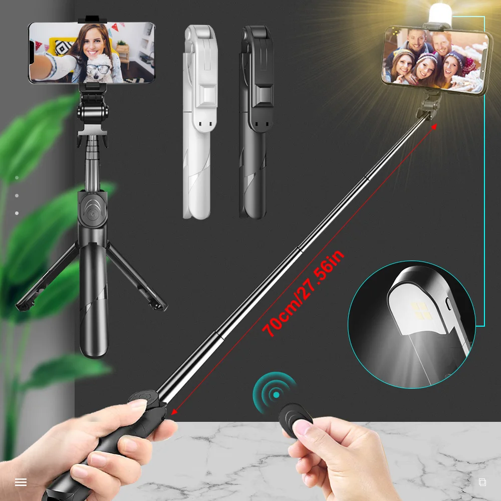 Extendable Tripod For Mobile Phone Wireless Bluetooth Selfie Stick With Fill Light Remote Control For Xiaomi iPhone Palo Selfie