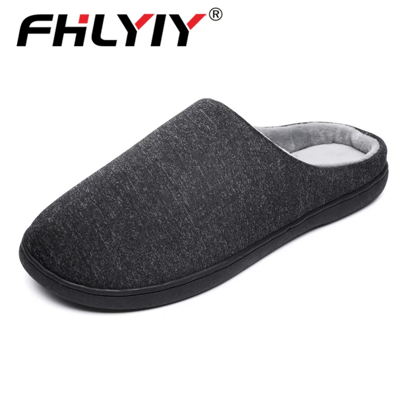 Fhlyiy/теплые мужские тапочки мягкие домашние на плоской подошве нескользящие