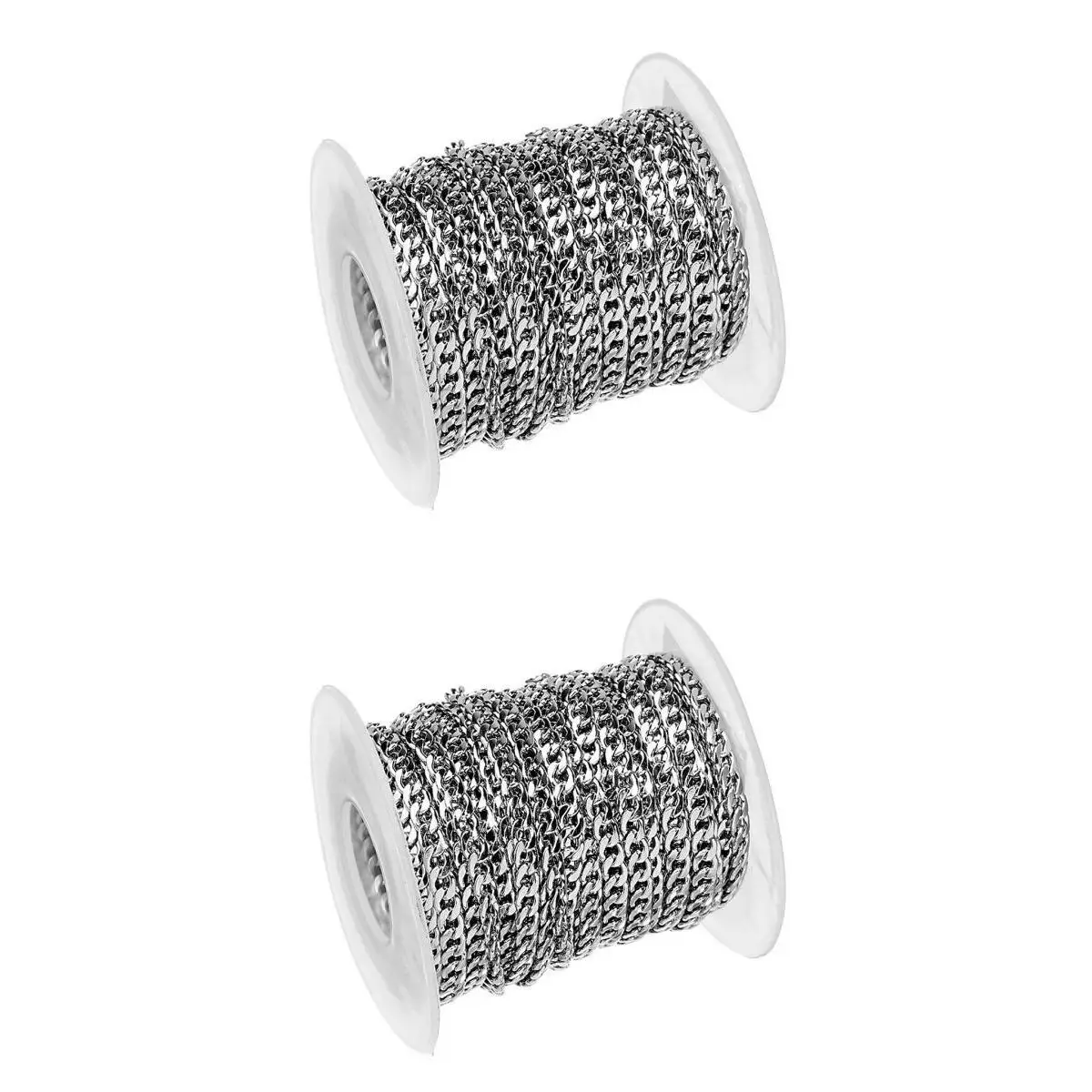 2 Rolls x 10 Yards 3mm / 5mm Stainless Steel Curb Chain, Extender Chains Bracelets Necklaces Link Chain for Men Women