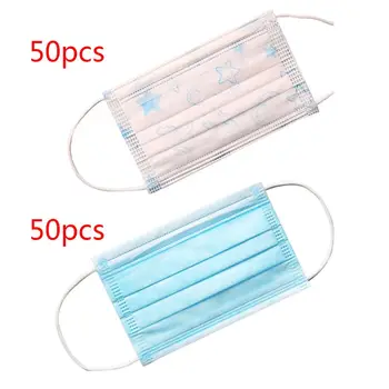 

50Pcs Children's masks 3 Layer Ply Filter Disposable Elastic dustproof Protectiv