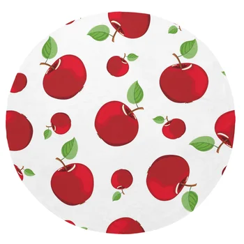 

Super Soft Plush Flannel Blanket Apple Leaves Red Fruit Blankets Round Throw Blanket for Beds