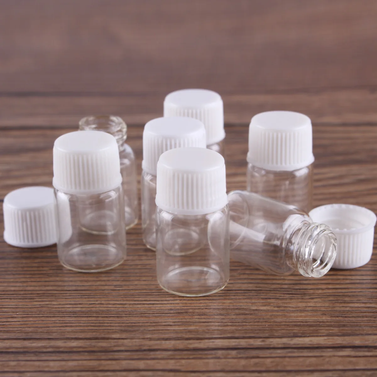 wholesale 100 pieces 2ml 16*26mm Empty Glass Bottles with White Plastic Caps Mini Glass Bottles Tiny Jars Vials