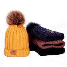 Enfants bébé pompon Bonnet d'hiver 2020 nouveaux garçons filles hiver couleur unie tricot chapeau Beanie Hairball garder au chaud chapeau Bonnet Enfant(China)