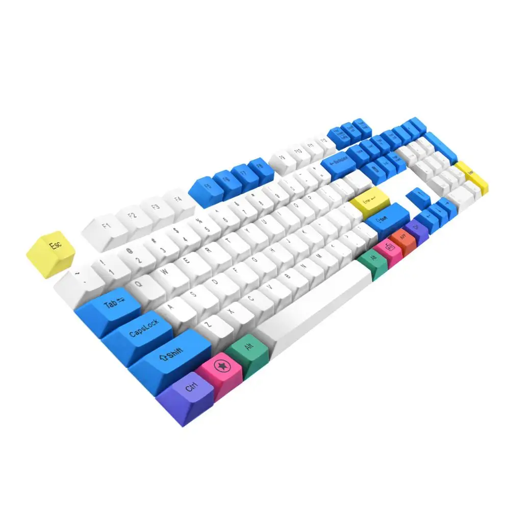 Havit Mechanical Keyboard PBT Keycaps Gaming Keycap Set for DIY Cherry MX White & Blue &Yellow 87 104 Keys keyboard computer wireless Keyboards