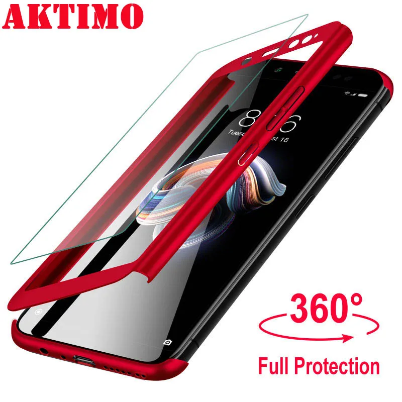 Чехол из закаленного стекла с полным покрытием 360 градусов для Xiaomi Redmi Note 4 5 6 4X 7 Pro