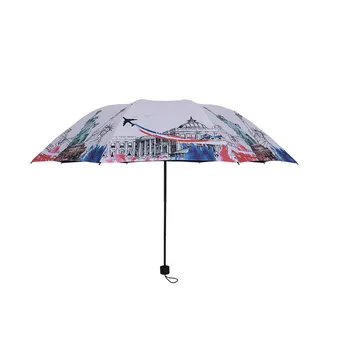 

Creative Sun Protection Umbrella Female Black Coating UV Protection Umbrella Dual Purpose Three Folding Umbrella Rain and Sun