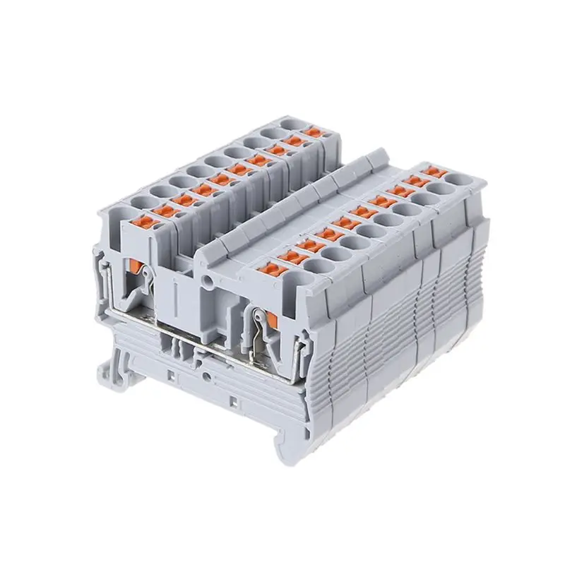 

10pcs/set PT 2.5 Push-In Din Rail Mounted Terminal Blocks Spring Screwless Feed Through Electrical Components And Parts