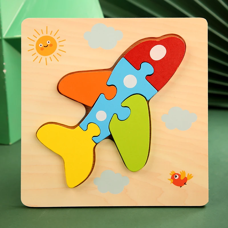 High Quality 3D Wooden Puzzles Educational Cartoon Animals Early Learning Cognition Intelligence Puzzle Game For Children Toys 23
