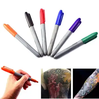 

6pcs Waterproof Temporary Tattoo Transfer Marker Pen Permanent Makeup Marker Pen Skin Plastic Colorful Pen Tattoo Supplies