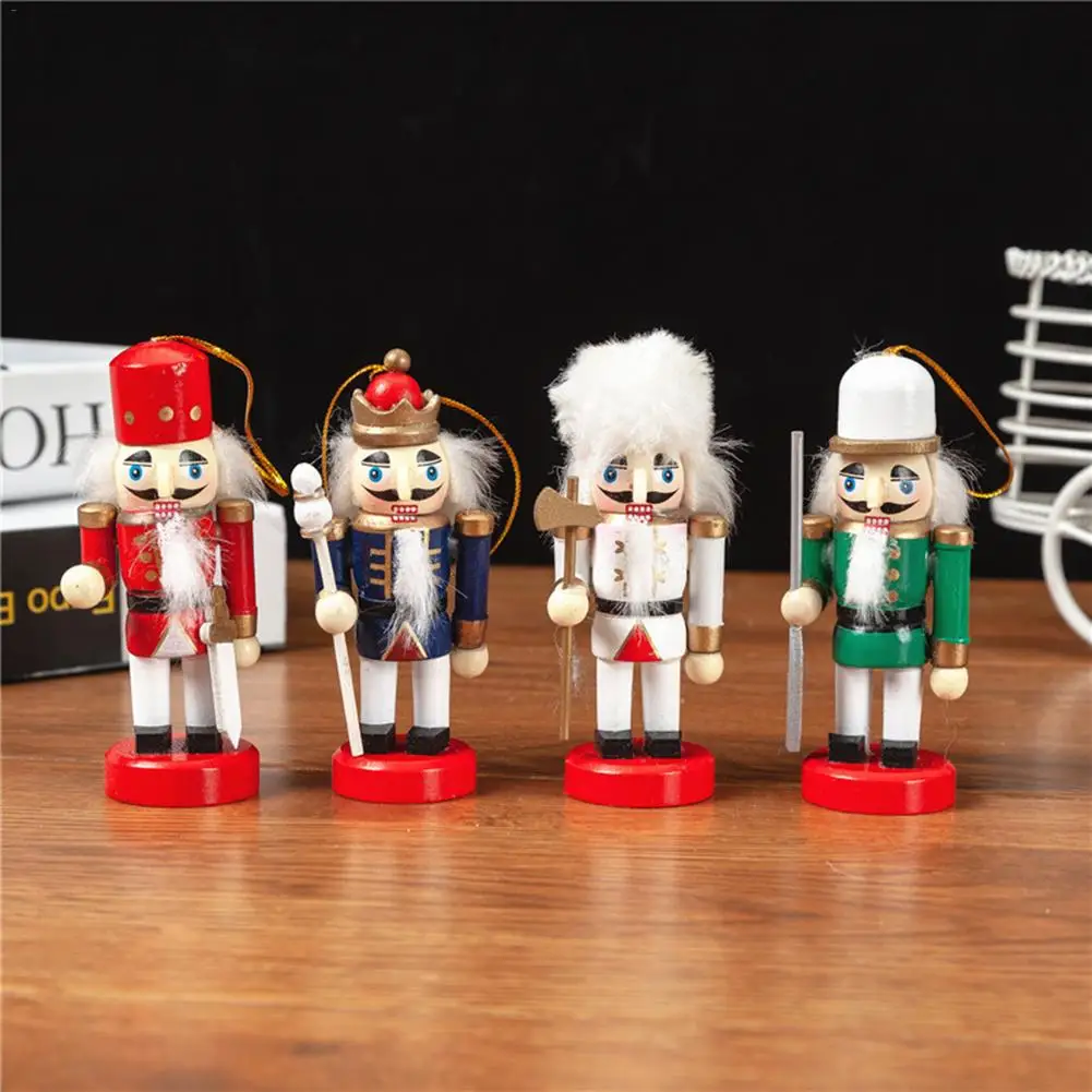4 шт., деревянная кукла-Щелкунчик, солдат, миниатюрные фигурки, винтажная кукла ручной работы, новогоднее, Рождественское украшение, домашний декор