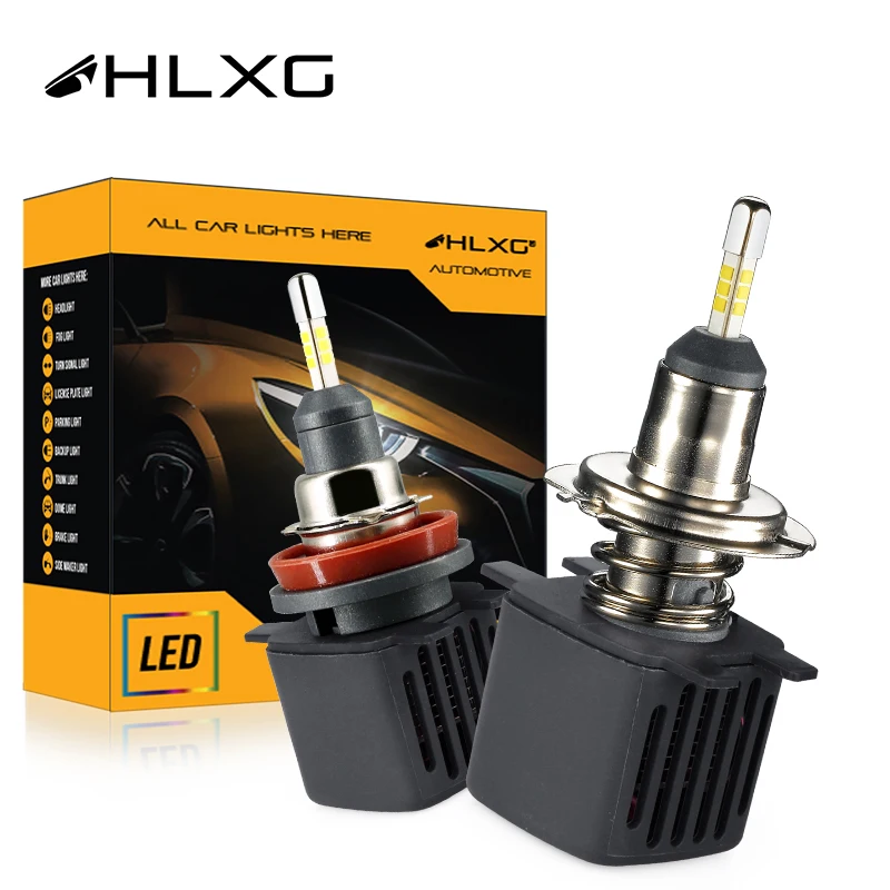 HLXG Ampoule h1 led h4 hi lo фара мотоцикла турбо комплект H7 9005 HB3 9006 HB4 H11 H8 H1 с чипом SAMSUNG csp 4