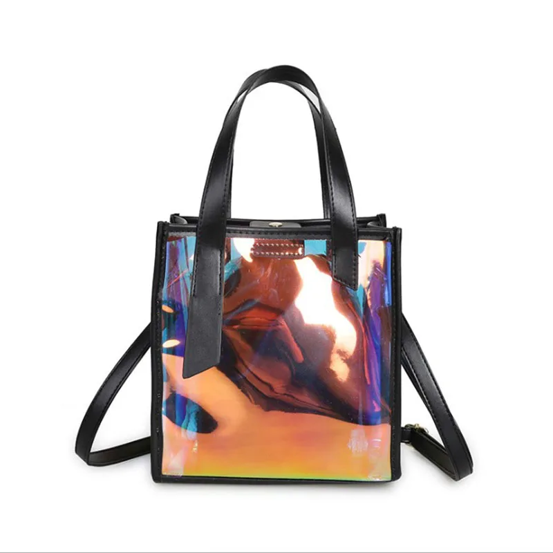 

2019 Newest Hot Holographic Laser Bags Fashion Two-piece Set Transparent Multi-Function Color Messenger Shoulder Bag Women Jelly Candy Strap Clear Composite Tote Handbag