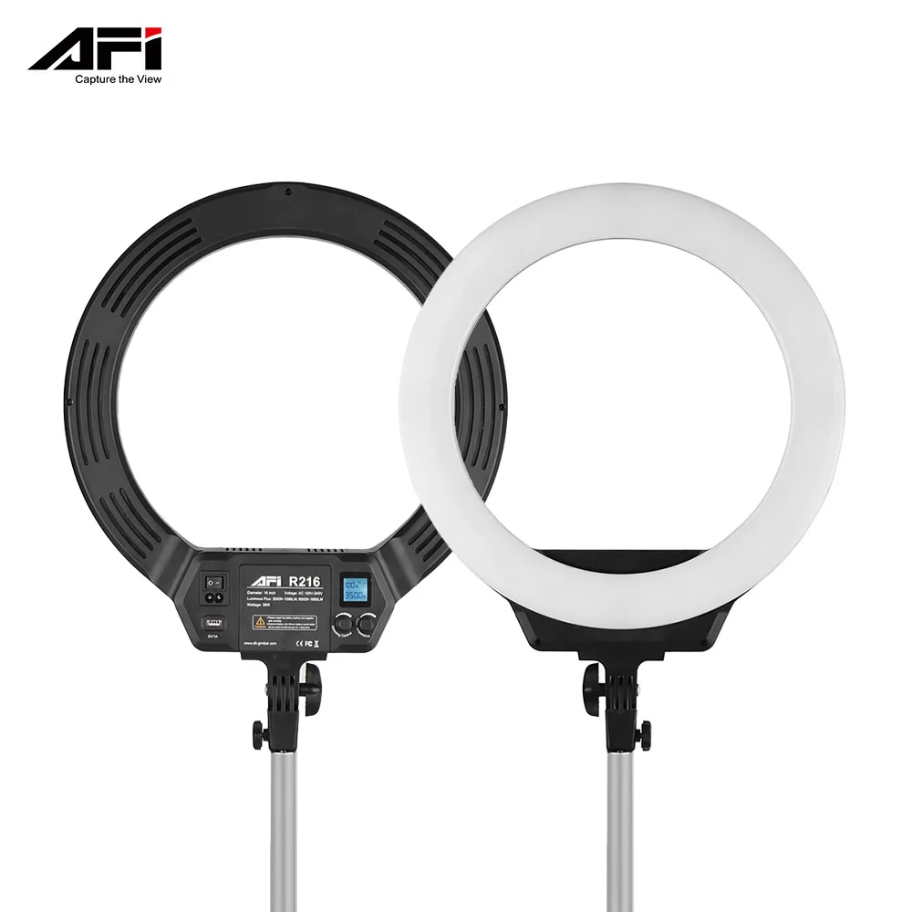 

AFI 16" LED Ring Light Photography for Phone Camera 38W LCD Display Dimmable Lighting kit for YouTube Vlog Video Makeup Shooting