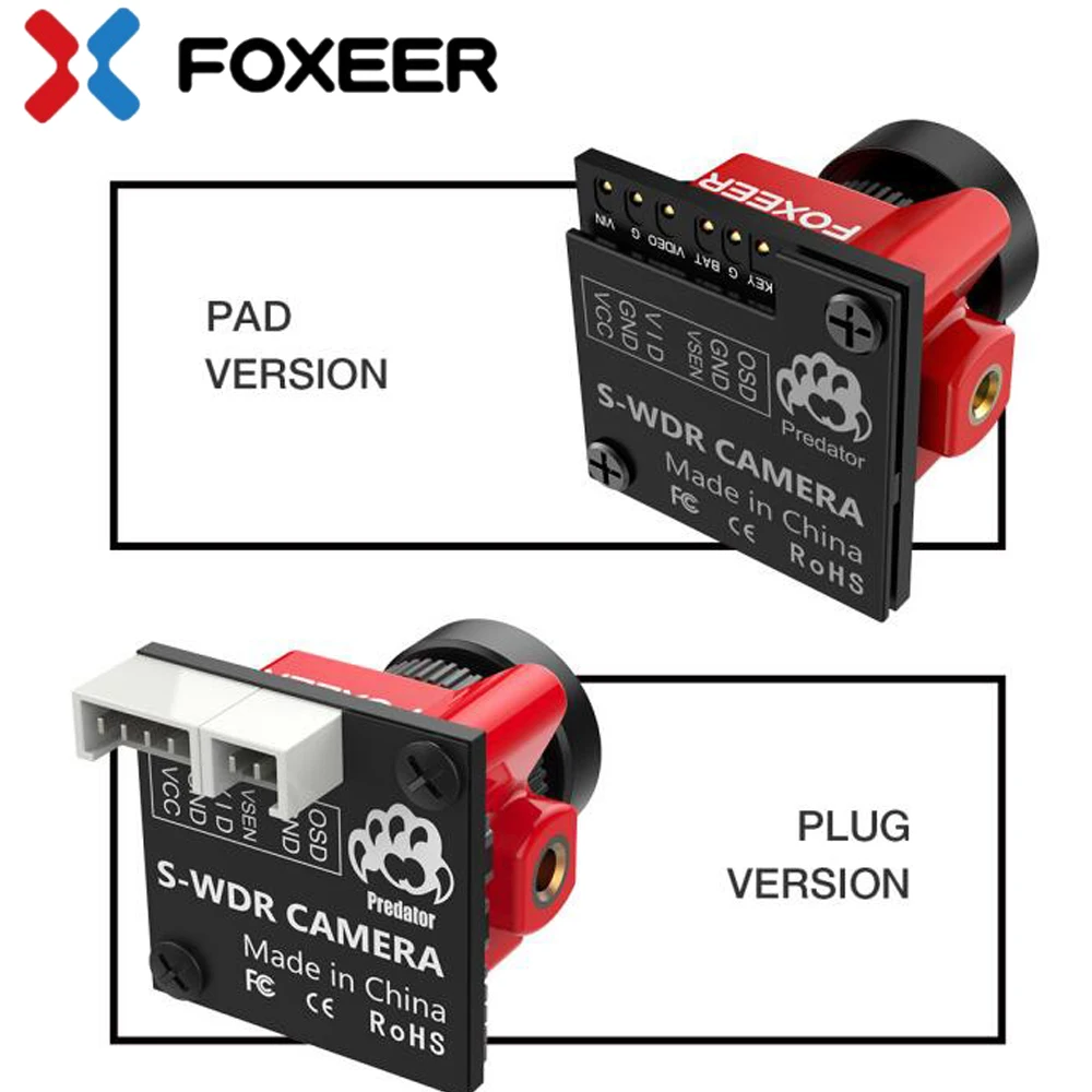 

Foxeer Predator V4 Micro FPV Camera 16:9/4:3 PAL/NTSC switchable Super WDR OSD 4ms Latency Upgraded Foxeer Predator V3