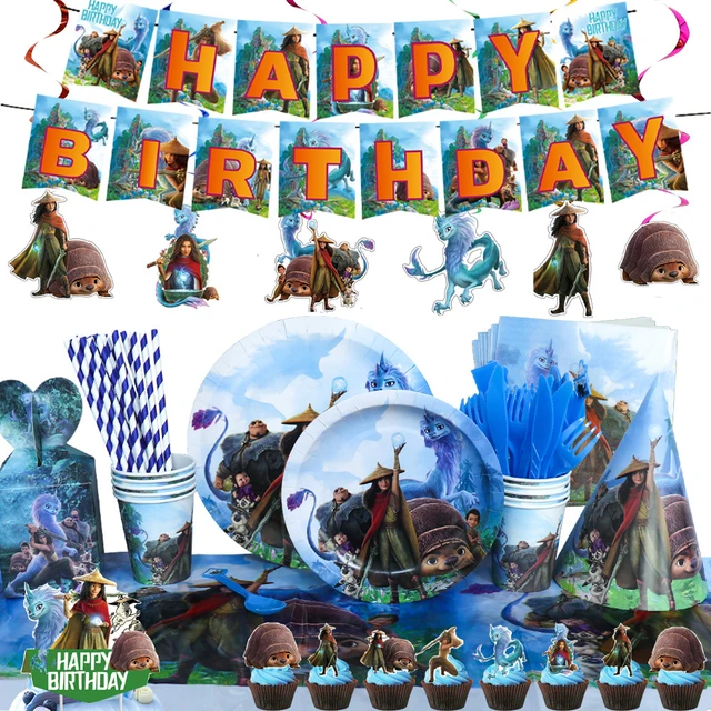 Décorations de fête d'anniversaire sur le thème du dragon Raya et