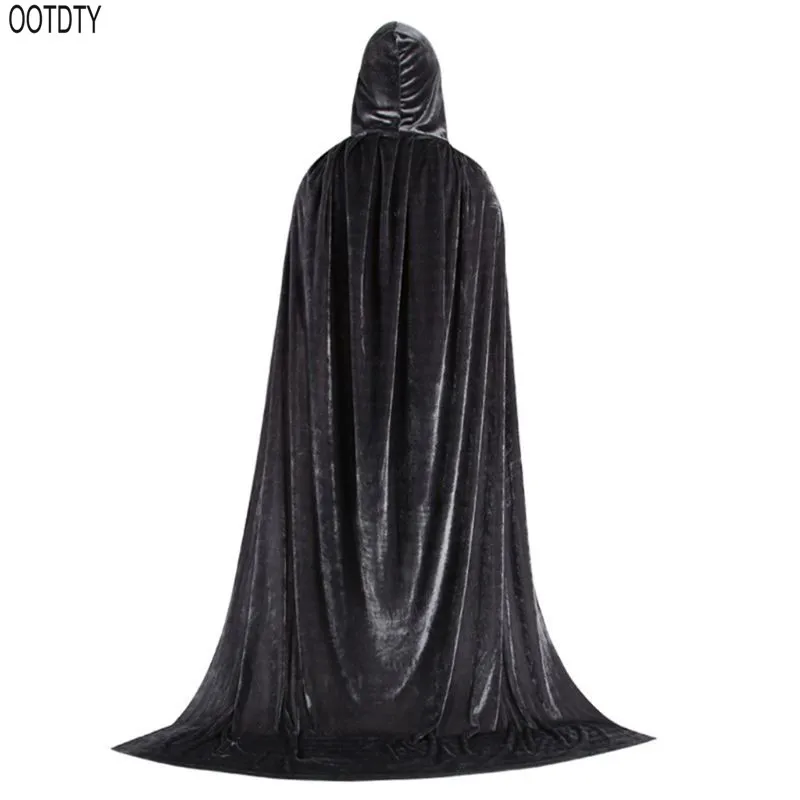 Hooded Cloak Long Velvet Cape for Christmas Halloween Dress up Costumes