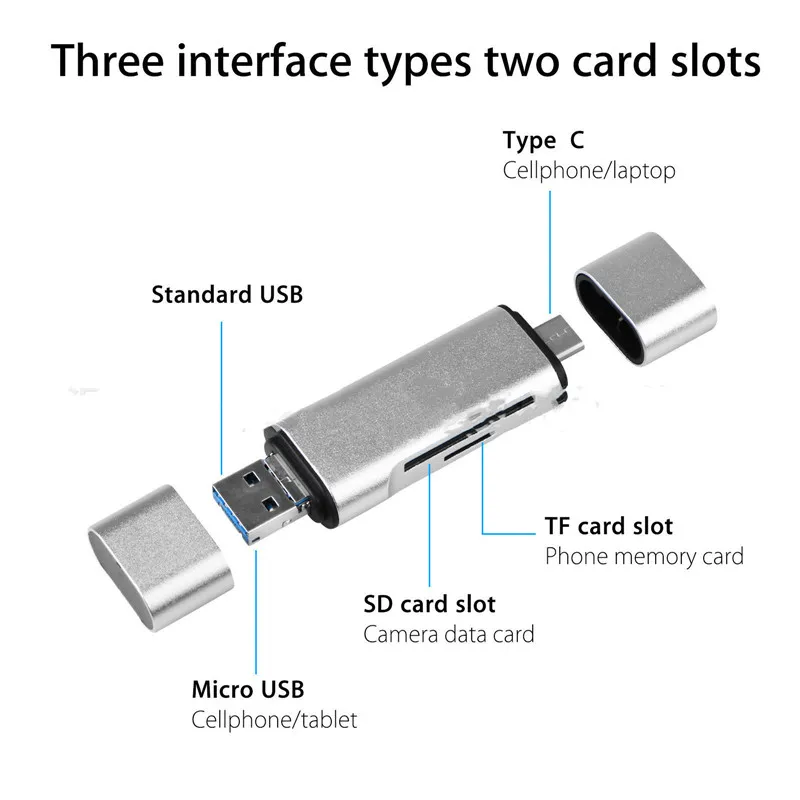 1 шт. 5-в-1 Тип C OTG кард-ридер с флеш-накопитель USB с гнездовым Интерфейс для ПК USB 3,0 чтения TF слот для карт памяти для устройства чтения sd-карт компьютерные принадлежности
