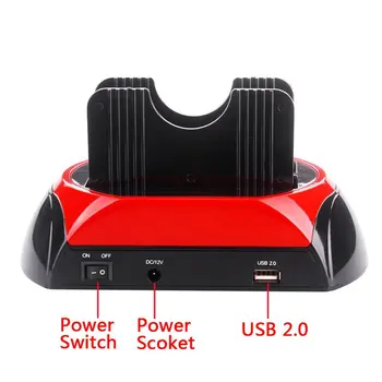 

HDD Docking Station Dual Internal Hard Disk Drive Docking Station HDD Case HDD Enclosure for 2.5 Inch 3.5 Inch SATA to USB 2.0