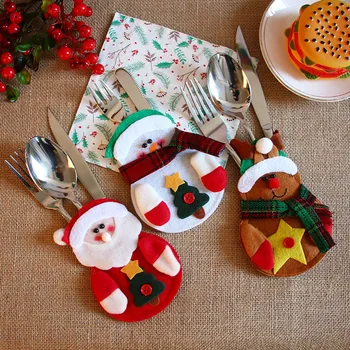 

Christmas Xmas Decor Santa Kitchen Tableware Holder Pocket Dinner Bag Very Christmas Feature Gift JMSS