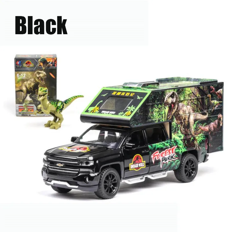 1/32 Diecasts& Toy Vehicles динозавр транспортная тележка Модель автомобиля со звуком и светом коллекционная машинка игрушки для детей подарок brinquedos - Цвет: black no box