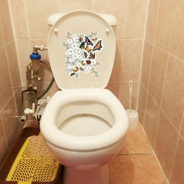 Zttzdy 21,3Cm × 24,7 Cm Virág Ág Pillangó Fali Matricák Falfestmény Wc Dekoráció Otthoni Kiegészítők T2-1008 - Image 2