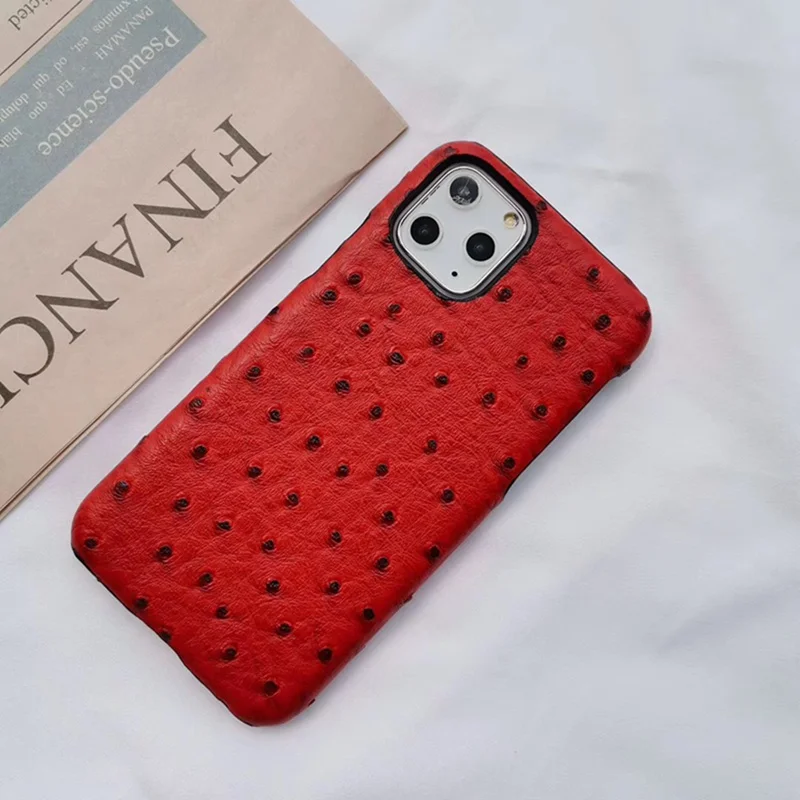 

Pink ostrich Leather Case for iphone 11 11Pro 11Pro Max Fashion High-end All-inclusive Cover for iPhone XS Max XS XR X 6 6S 7 8P
