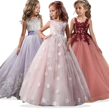 Детское свадебное платье подружки невесты с цветочным узором для девочек, праздничные платья детское платье принцессы Одежда для девочек-подростков 8, 9, 10, 12 лет