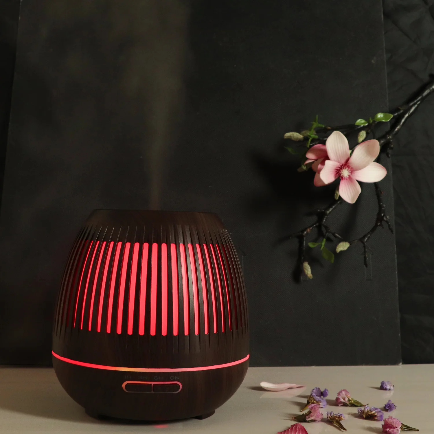 

Essential Oil Cachin AliExpress Colorful Aroma Diffuser 400 Ml Wood Grain Humidifier Hollow out Aroma Diffuser