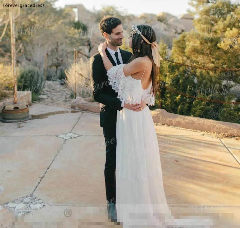 Bohemian 2017 Beach Wedding Dresses For Pregnant Women Lace Chiffon Bohemian Wedding Dress Empire Waist A Line Wedding Bridal Gowns Cheap  135 (5)