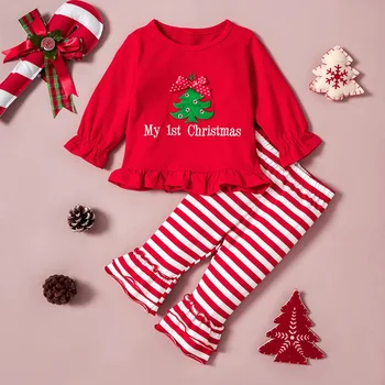 

PatPat New Arrival Winter Baby Girl Sweet Christmas Tree Baby's Sets Baby Girl Clothing Sets
