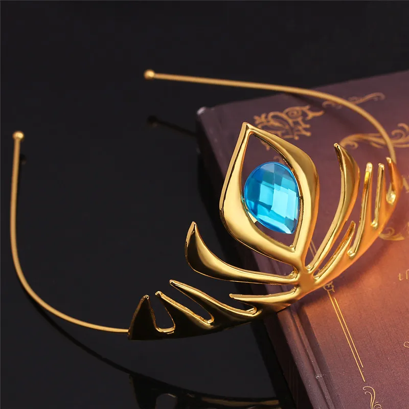 Gold Crown Blue Crystal Rhinestone Metal Alloy Hair Ornament Women Girl Birthday Tiaras Crown Wedding Accessories Hair Jewelry