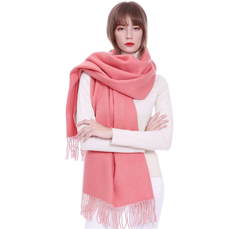 Lamb Cashmere Scarf Women Winter Soft Double-Sided Cashmere Shawl Dropshipping Solid Color Versatile Wool Fringed Wraps