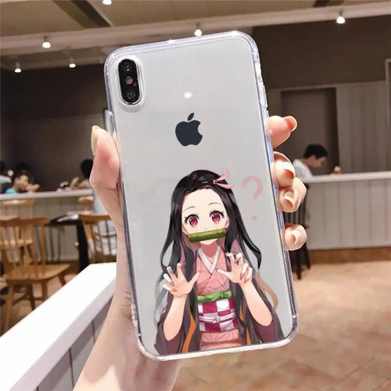 Kamado Nezuko Kimetsu No Yaiba Demon Slayer Phone Case Transparent For iphone se 6 6s 7 8 11 12 13 plus mini x xs xr pro max