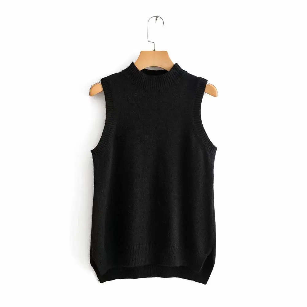 women solid color round collar sleeveless vest sweater ladies basic knitted casual slim sweaters female autumn chic tops S106