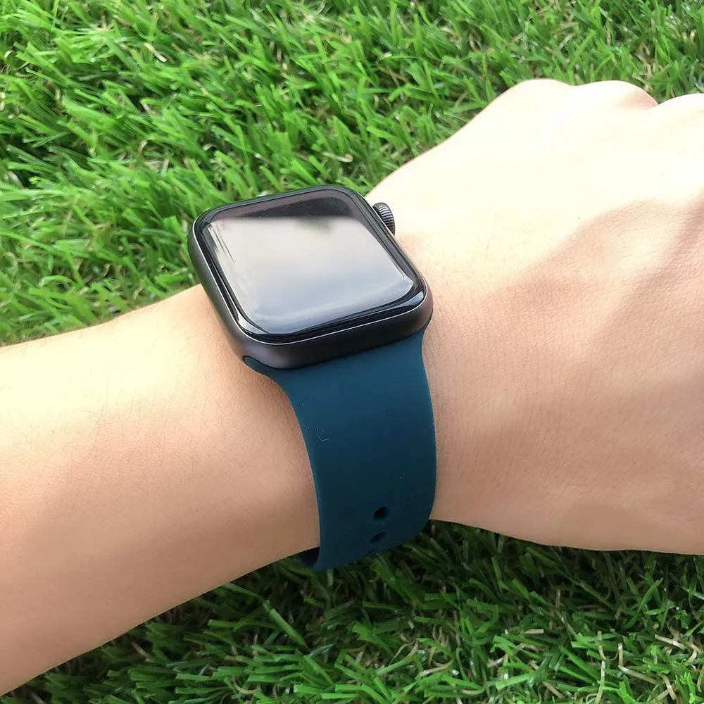 Силиконовый ремешок для Apple Watch, ремешок 40 мм, 44 мм, серия 5, 4, резиновый спортивный браслет, ремешок для Apple watch 38 мм, 42 мм, серия 3, 2, 1