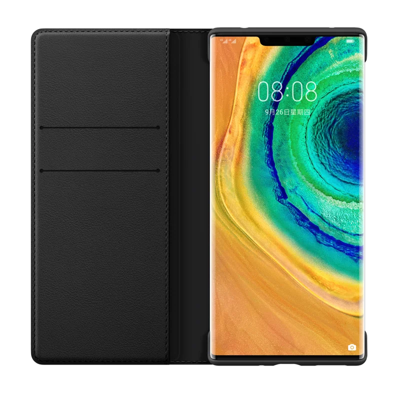 Кожаный чехол-книжка для huawei mate 30 pro, Официальный чехол для huawei mate 30 mate 30 pro с отделениями для карт, Модный чехол - Цвет: Черный