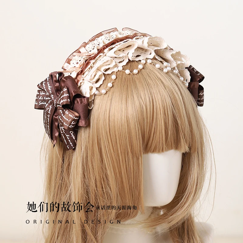 Handmade Bow Hair Accessories LOLITA Handmade Origional Design Chocolate Bear Ear KC Hair Clip Headdress anime cosplay