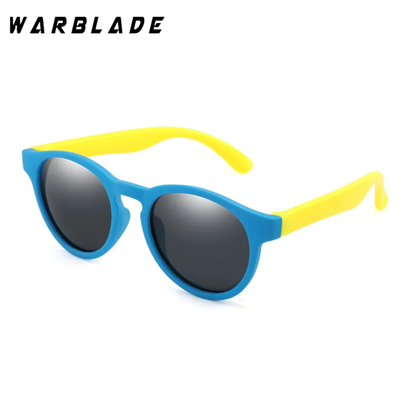 WarBLade, цветные гибкие детские солнцезащитные очки, поляризационные Круглые Солнцезащитные очки для мальчиков и девочек, детские очки, силиконовые очки UV400 - Цвет линз: blue yellow grey