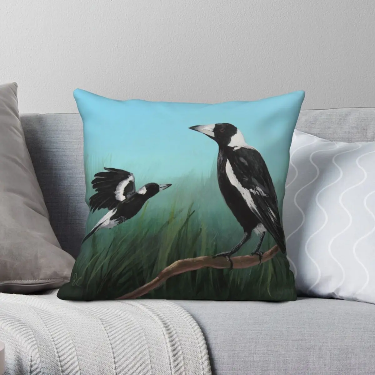 

Australian Magpies Square Pillowcase Polyester Linen Velvet Creative Zip Decor Throw Pillow Case Bed Cushion Cover Wholesale