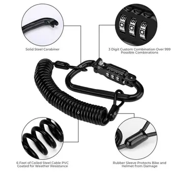 

2019 Motorcycle Helmet Lock Password Black Tough Combination PIN Locking Carabiner Device 1 PC